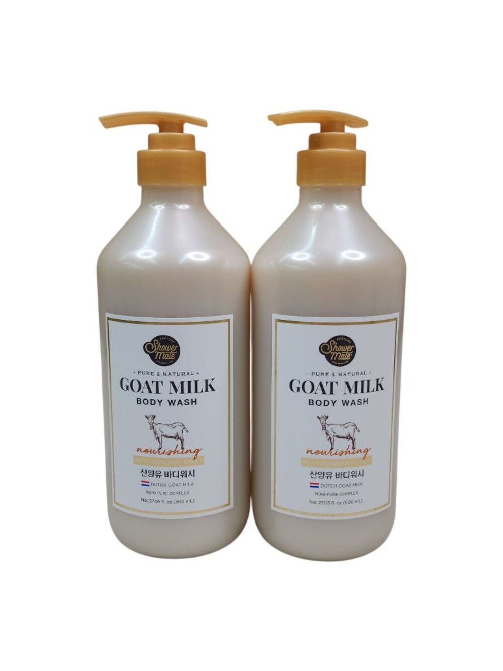 Aekyung Shower Mate 2 pks Goat Milk Body Wash Jumbo 27oz Nourishing